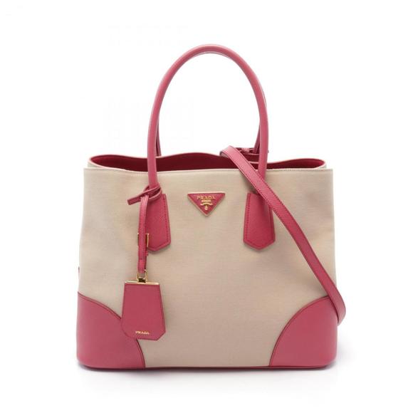 Prada Handbags - PRADA Beige Leather Saffiano Bag